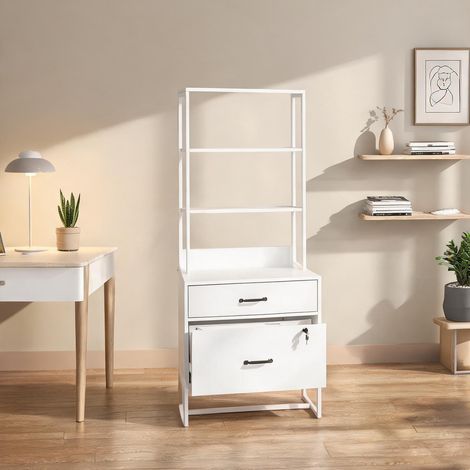 Meuble de rangement de bureau blanco 70 x 40 x 157 cm (1/5)