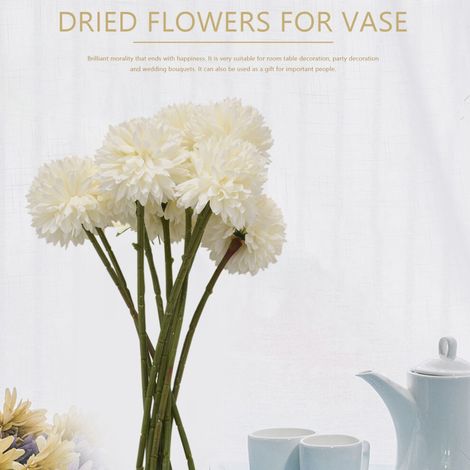 Bouquet de 10 chrysanthèmes artificiels - Un cadeau pour une personne importante - Caractère noble (Blanc) (1/5)