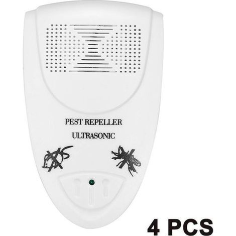 Confezione da 4 repellenti per parassiti a ultrasuoni - Repellente per topi - Controllo dei parassiti pronto all'uso, ideale per i topi, efficace anche contro scarafaggi, formiche e zanzare (bianco) (1/5)