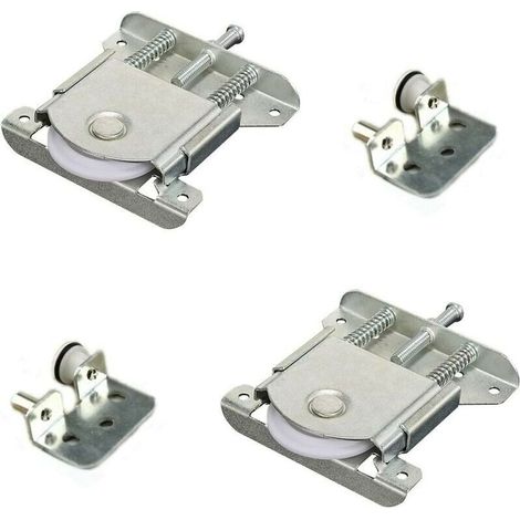 Roulettes pour portes d'armoires coulissantes, roulettes, guides avec amortisseur, capacité de charge 20 kg, 2 unités (1/4)