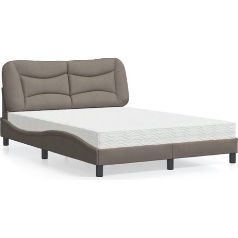 Bett mit Matratze "Hvar" Taupe 120x200 cm Stoff