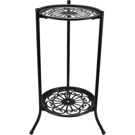 Pflanzenständer aus Eisen, doppelstöckiger Blumentopfhalter aus Metall für Innen- und Außenpflanzen, mehrstufiges Regal für Topfpflanzen (1)