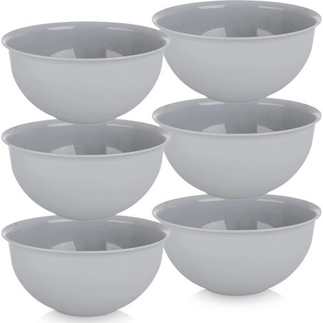 Set of 6 Gray Plastic Bowls, 13 cm, 500 ml (1/5)