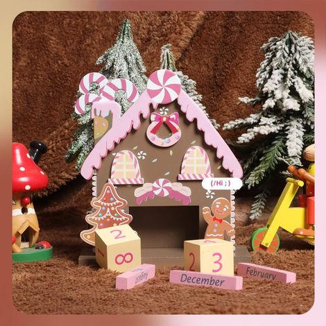 Hölzerner Adventskalender in Macaron-Form, hübscher, immerwährender Kalender mit Countdown-Timer, Tischkalender, Tisch-/Nachttischdekoration (1/5)