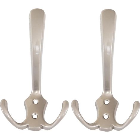 2er-Set Garderobenhaken HHG-909, Haken Wandhaken Kleiderhaken Set Farbe: silber matt (1/3)