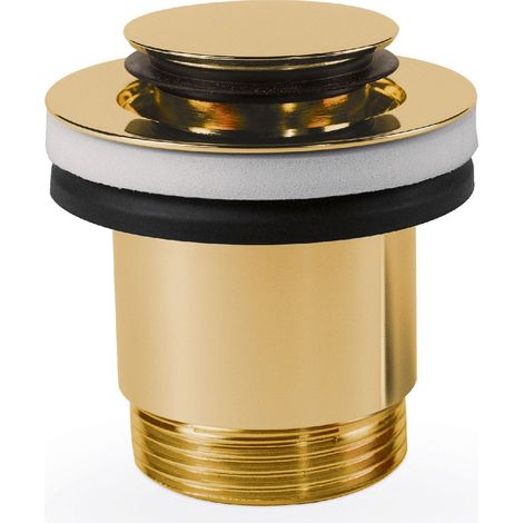TRES 24284020OR Válvula de Desagüe Click-Clack Simple-Rapid Lavabo con Opción Siempre Abierta Color Oro 24K - ref: 24284020OR