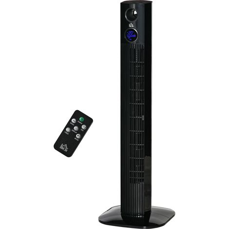 Ventilateur colonne oscillant 70° 3 modes 3 vitesses minuterie 12h 45W télécommande aromathérapie noir