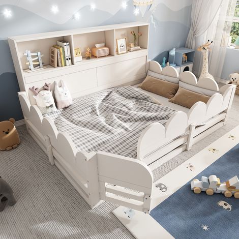 Kinderbett Bodenbett mit Rausfallschutz und Tür 140x190 OKMYHOME (1/5)