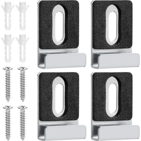 Lot de 4 supports de miroir muraux en acier inoxydable avec chevilles et vis pour miroirs lourds (1/5)