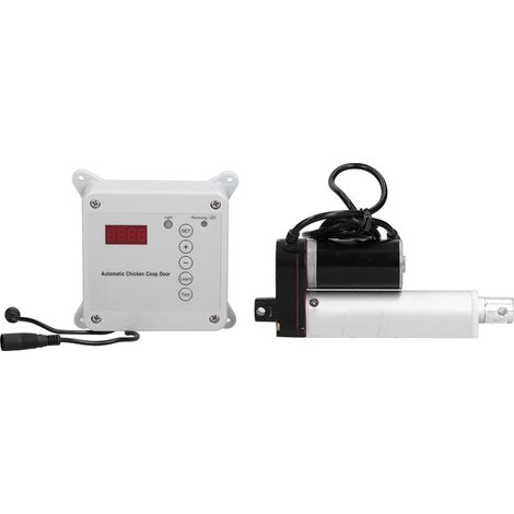 Système de contrôle automatique de poulailler 30 W avec minuterie et capteur photosensible, pour portes de 230 à 1000 mm, prise 100-240 V (prise américaine). (1/5)