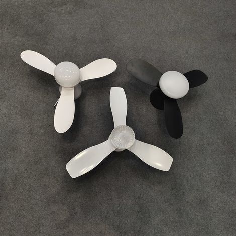 Ventilateur de Plafond avec Lumière et Télécommande, Abat-jour Blanc Lait Amovible, 3 Pales, Douille E27, Éclairage Tricolore, pour Chambre à Coucher (1/2)