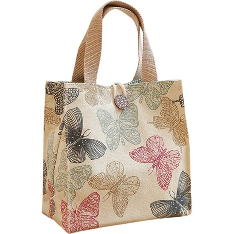 Sac à lunch - Sac à déjeuner - Sac de pique-nique - Sac à lunch en toile - Grande capacité - Sac à lunch - Sacs à provisions - Sac à main - Sac à lunch portable - Beige - Grand (1/5)