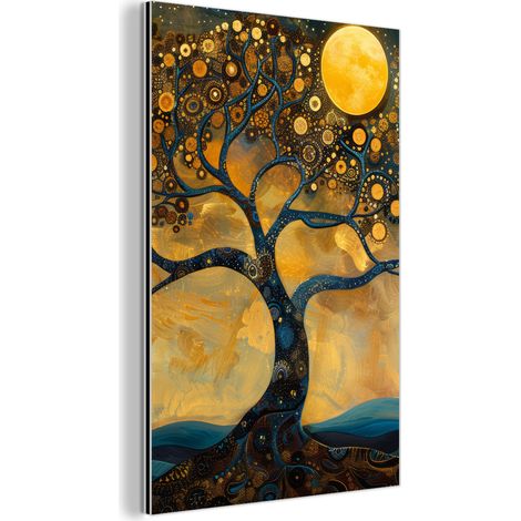 CUADRO DE METAL Árbol - Luna - Flores - Oro - Arte Cuadros Para Dormitorio 60x90 (1/5)