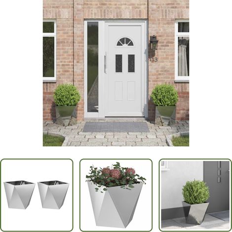 Terrassenpflanzer - Pflanzkübel 2 pcs Silber 40 x 40 x 40 cm Verzinkter Stahl (1/5)