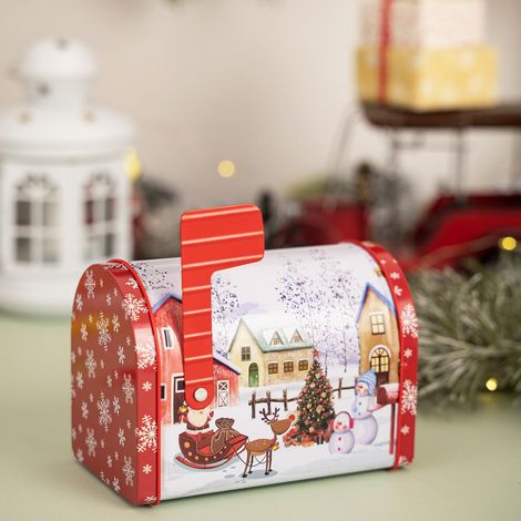 Boîte Aux Lettres De Noël - Boîte En Métal Pour Cadeaux Et Cartes - Décoration Festive Intérieure Extérieure - 1 Pièce (1/4)