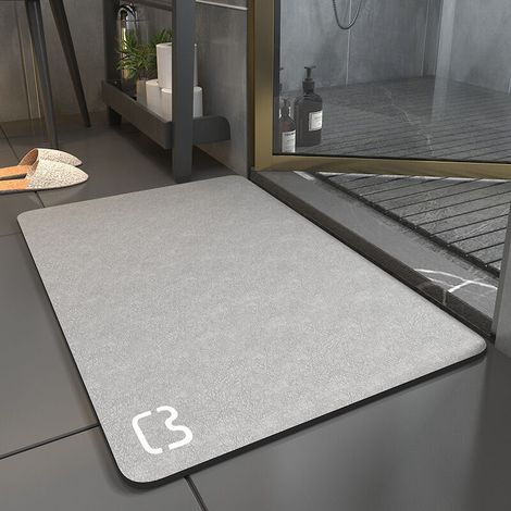 Tapis de bain 60x90 cm en diatomite – Antidérapant avec base caoutchouc naturel – Super absorbant et séchage rapide – Pour salle de bain et cuisine