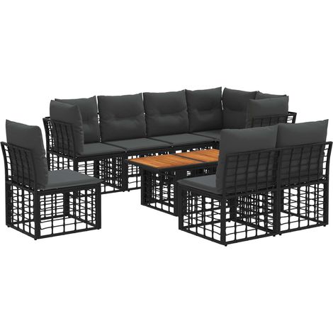 Set Divano da Giardino 9 pz Nero e Grigio scuro polyrattan vidaXL (1/5)