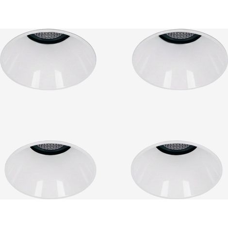 SKLUM Pack mit 4 rahmenlosen, runden, eingelassenen LED-Downlights Ø6,8 cm aus Aluminium Luisiana Weiss (1/5)