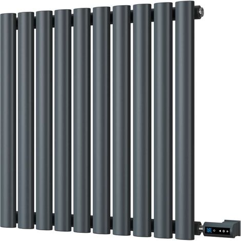 Omeara - Anthracite Horizontal Electric Radiator H600mm x W580mm Single Panel 300w Thermostatic WIFI