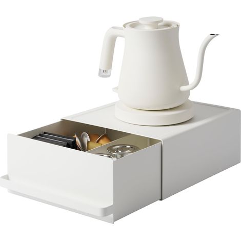 Tower Tiroir Coulissant pour comptoir, en Acier - Organiseur, Plateau, Cuisine, Plan de Travail - 27,5 x 22,2 x 11,5 cm, Design Japonais, Blanc (1/5)