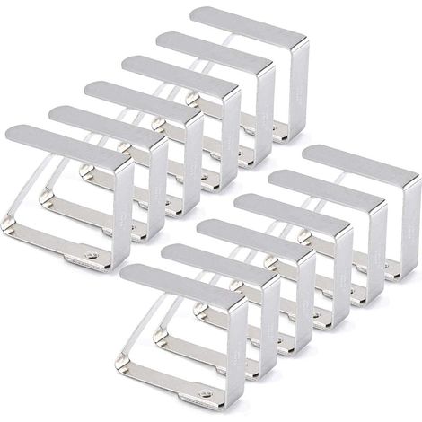 [NUNCA USADO]Pinzas para mantel de acero inoxidable, 12 piezas, antideslizantes, ajustables para cocina, oficina y picnic. (1/5)