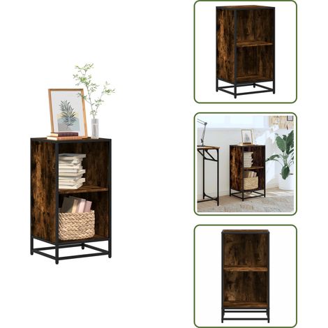 The Living Store Bücherregal Räuchereiche 40x35x76 cm Holzwerkstoff - Bücherregal Metall (1/5)