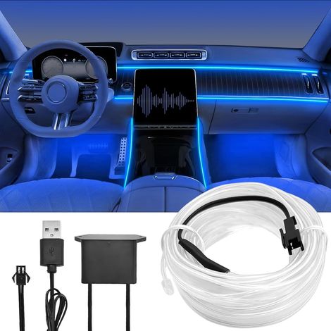 Illuminazione per interni auto USB con cavo El da 5 m, 5 V, a LED, accessorio per interni auto con accessori, striscia impermeabile per auto (1/5)