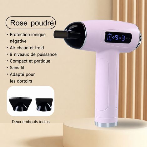 Sèche-cheveux sans fil rechargeable 300W rose cerise silencieux réf 2047 500 g – Livraison gratuite