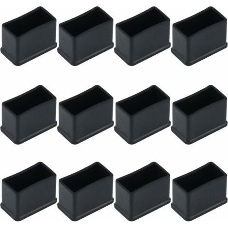 QORVA-Lot de 12 embouts de protection rectangulaires en feutre de caoutchouc pour pieds de table ou de chaise Noir 15 x 30 mm,