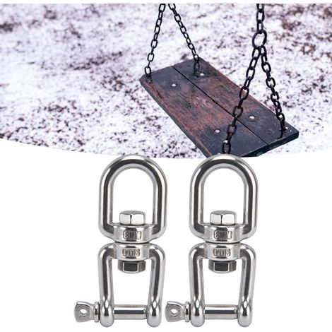 2 Pièces Crochets à Chaîne Détachables en Acier Inoxydable 304, Anneau Rotatif 360° de 8mm