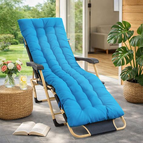 Coussins pour Bains De Soleil，170x53x8 CM Chaise Longue Jardin，Matelas Transat Bain De Soleil Chaise Longue Exterieur pour Jardin Terrasse Balcon (1/5)