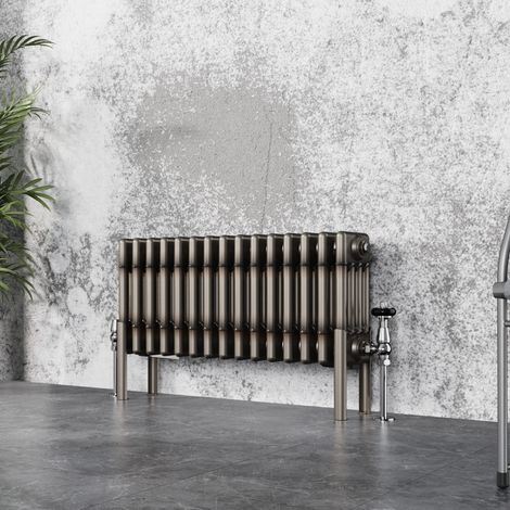 Traditional Cast Iron Style Radiator Raw Metal Central Heating 4 Column 300x695mm