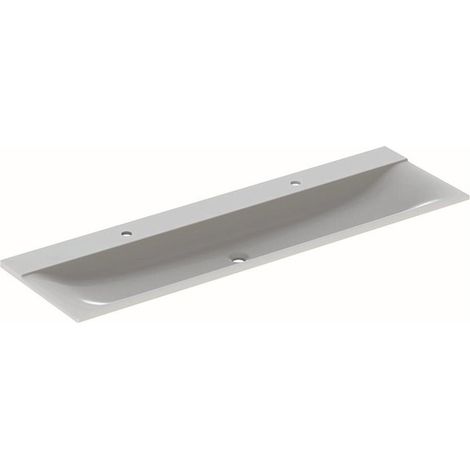 Lavabo pour meuble Geberit Xeno², 160x48cm, troude robinetterieà gauche et à droite, sans trop-plein, Blanc alpin