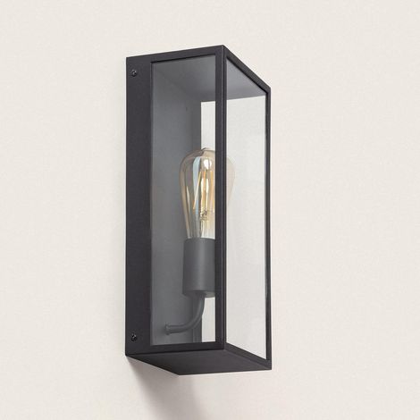 Wandleuchte Aussen Metall und Glas Zeila Schwarz