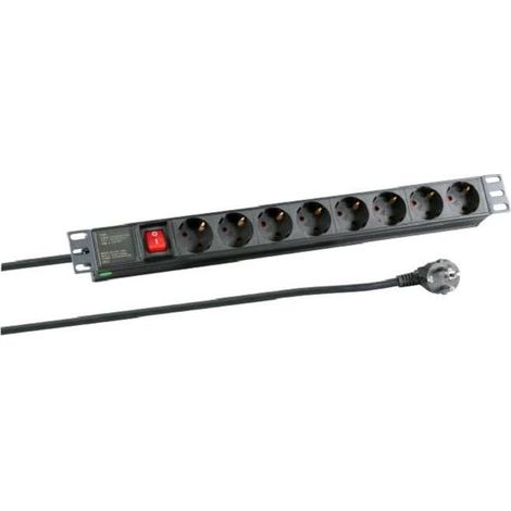 EFB 19'' 1HE MULTIPRISE 8 X CEE 7/3 AVEC INTERRUPTEUR, ALUMINIUM, GRIS EK631DE.2GR