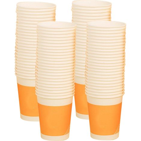 100 Einweg-Pappbecher, dickwandig, hohes Fassungsvermögen, mit Polyethylen-Innenbeschichtung für den Haushalt, für heißes Wasser (245 ml) (1/5)