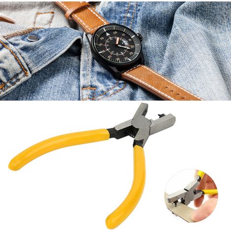 Pince à perforer pour montre, œillet jaune, bracelet en cuir, maillons de ceinture, outils de réparation manuelle (1/5)