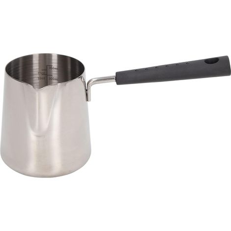 Pichet à mousse de lait à café, tasse à lait à long manche en acier inoxydable 304, tasse à mousse de latte à pointe pointue avec échelle (350ML) (1/5)