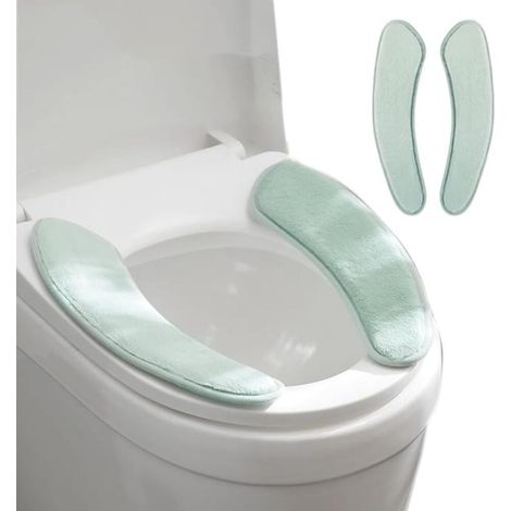 1 Paar dicke und warme Toilettensitzbezüge – waschbare und wiederverwendbare Wintermatte – TPR-Kleberückseite (1/5)