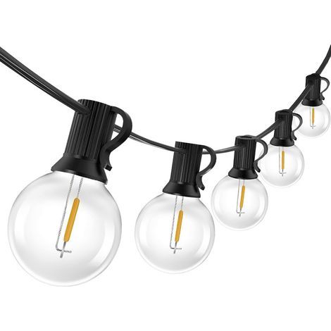 6.5 meter outdoor string lights, equipped with 10 G40 LED bulbs, IP44 waterproof rating, suitable for patios. (1/5)