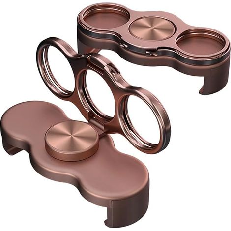 Soporte para teléfono ajustable 360° 2 en 1 para dos anillos de tres dedos con montaje magnético, agarre seguro y manos firmes - Negro + Oro rosa (1/5)