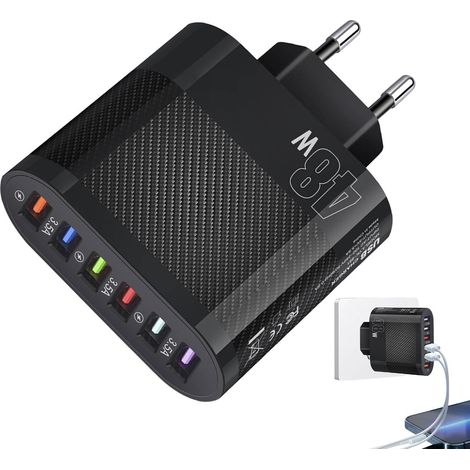 Bloc chargeur rapide Chargeur USB à six ports pour ordinateur portable Adaptateur d'alimentation pour ordinateur portable chargeur rapide 3,5 A
