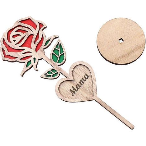 Ravissantes décorations florales en bois, ornement en forme de rose découpé au laser, bijoux en forme de fleur (1/4)