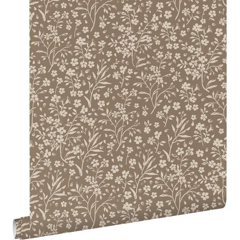 papier peint fleurs taupe - ESTAhome (1/5)