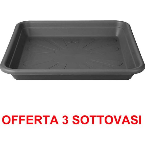 ELHO OFFERTA 3 SOTTOVASO UNIVERSAL SAUCER SQUARE 25CM ANTRACITE