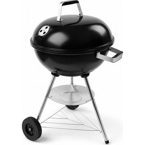 Barbecue A Carbone Portatile Con Coperchio Ventilato Griglia In Acciaio Cromato Ruote Integrate Facile Da Montare Per Terrazza Giardino Outdoor 51 x 46.5 x 78 Cm Nero (1/5)