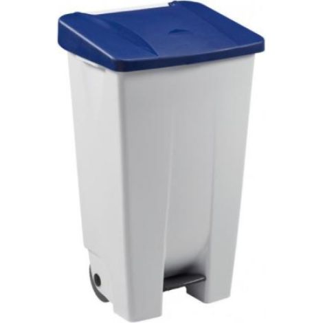 Poubelle mobile à pédale Mobily - 120l - bleu / blanc (1/3)