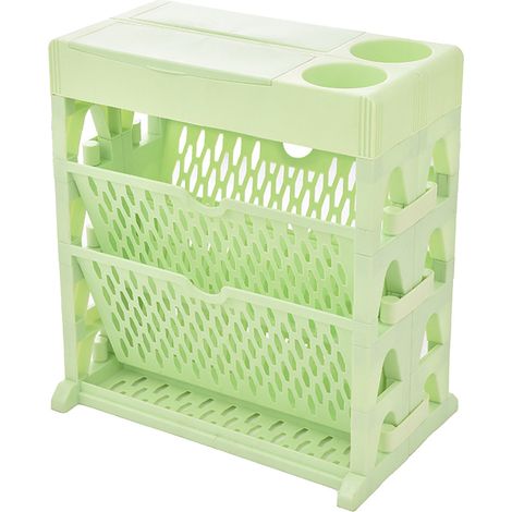 Étagère Bibliothèque Grande Capacité Double Rangée 2 Niveaux Vert pour Salon Chambre - Rangement Livres Facile Accès (1/5)
