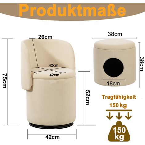 Tabouret de coiffure pivotant 360° avec rembourrage moelleux, rangement intégré, chaise d'appoint multifonction pour chambre et salle à manger, assise confortable et élégante. (1/5)