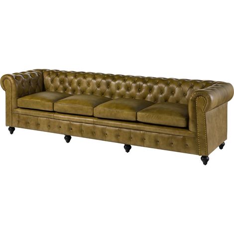 CHESTERFIELD 304 Divano 4 posti - vera pelle / verde 274x82x75